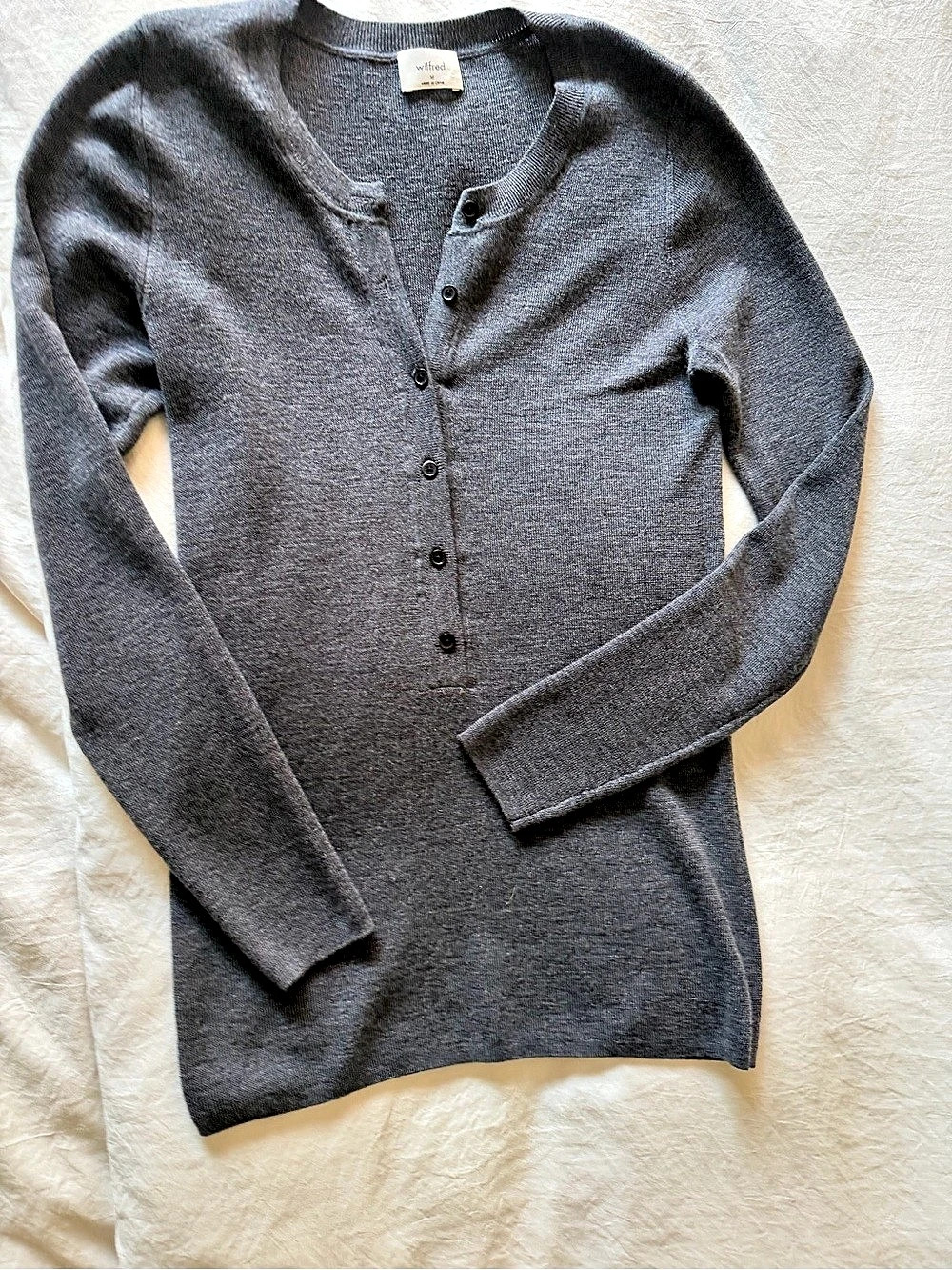 Wilfred Gray Button-Front Knit Sweater